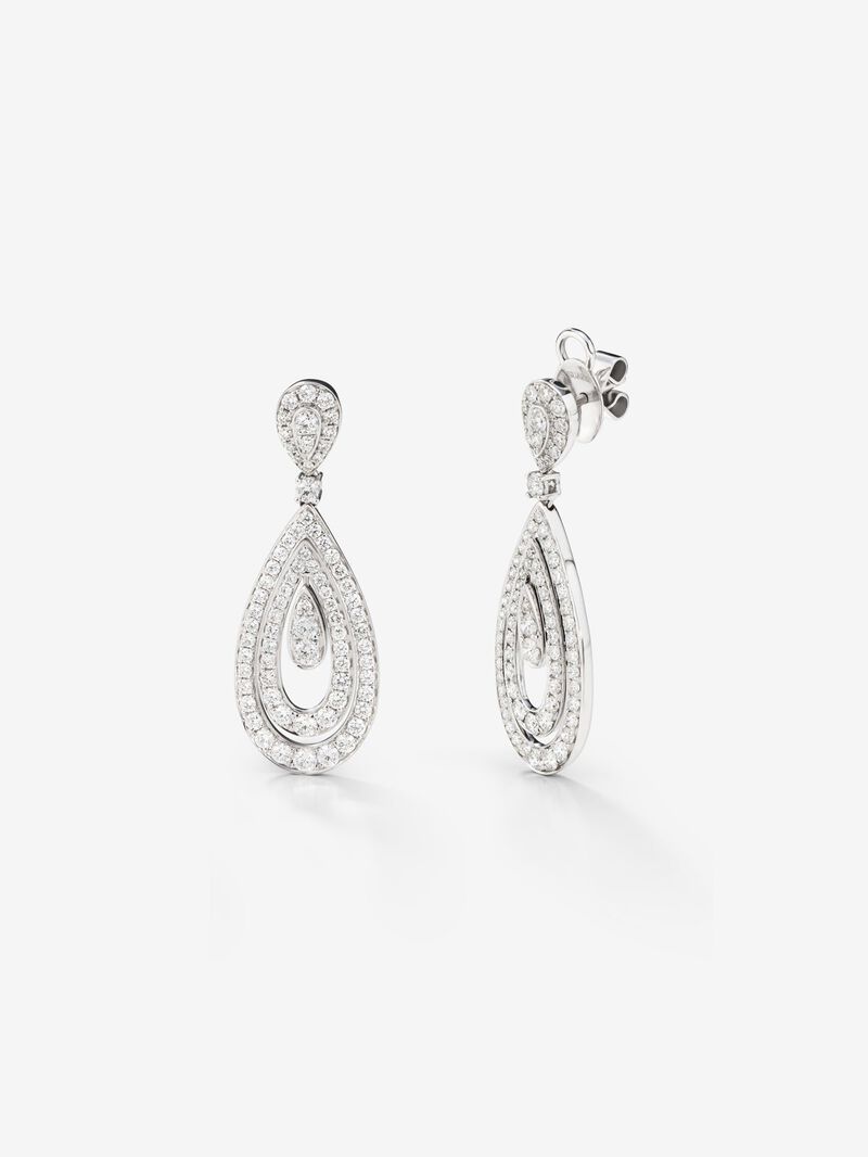 18K white gold earrings with white 2.5 cts bright diamonds image number 0