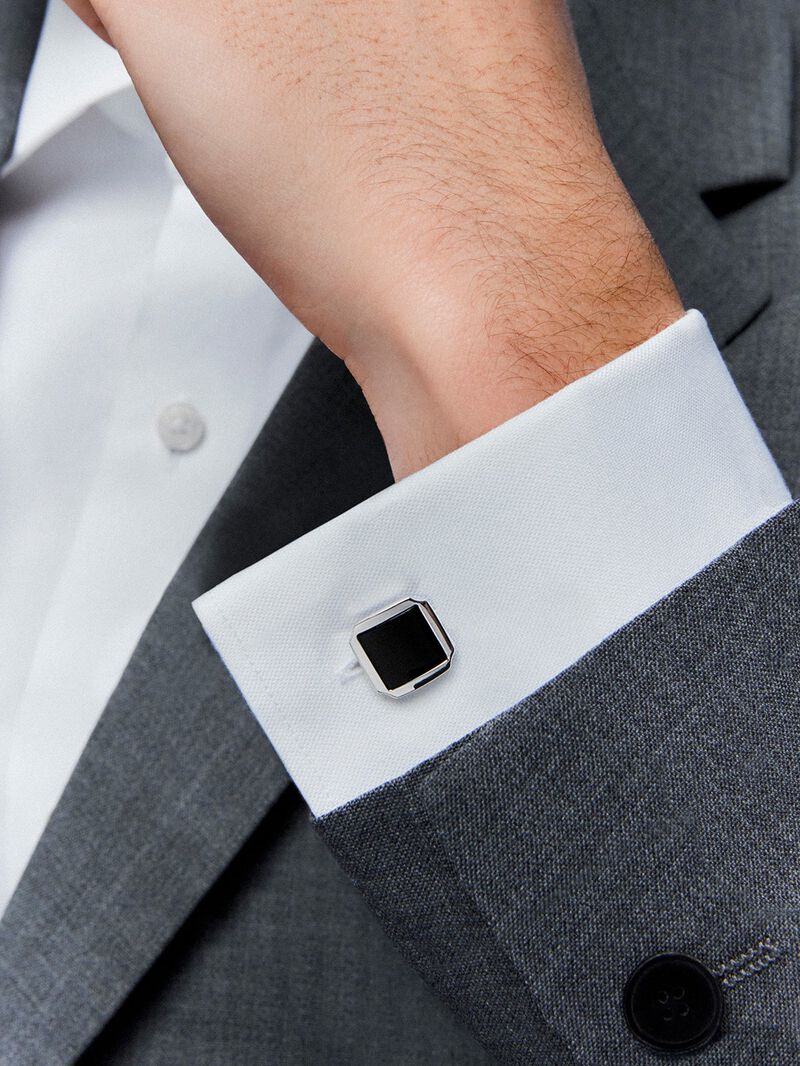 925 silver cufflinks with 2 black onyx with a total of 5.49 cts image number 3