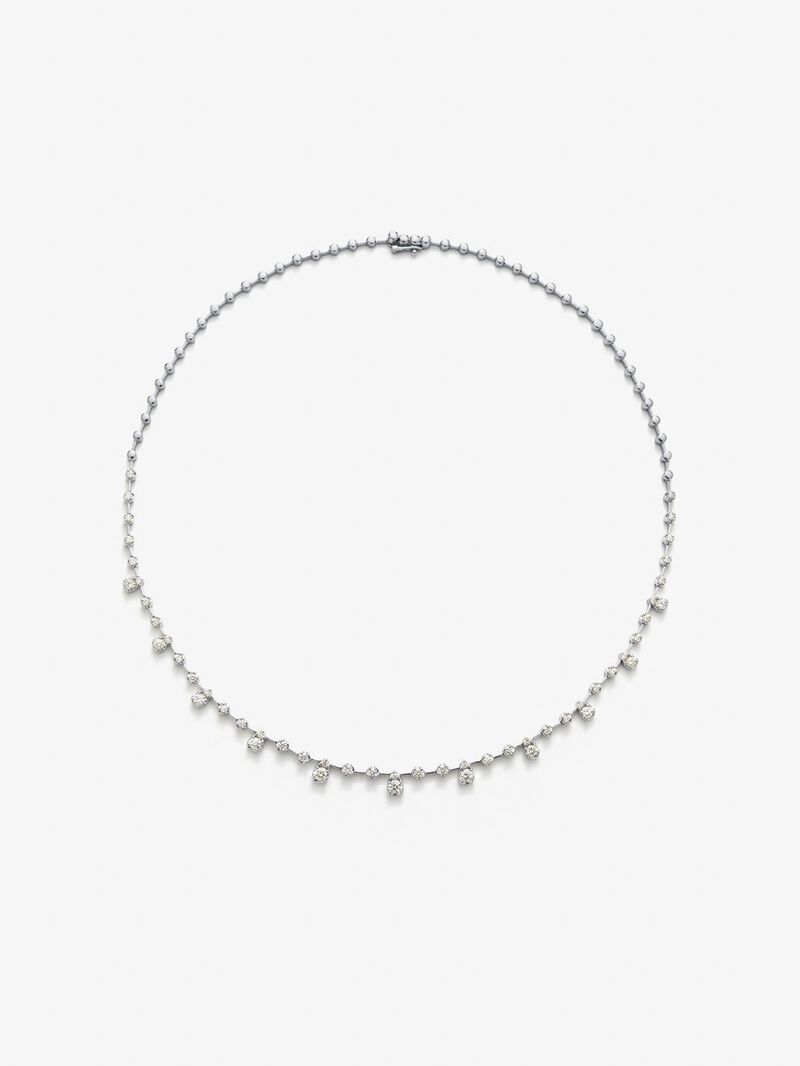 18K white gold necklace with white diamonds in 2.61 cts image number 0
