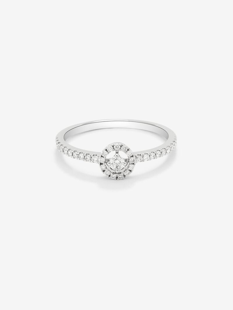 18K White Gold Halo Ring with Diamond image number 2