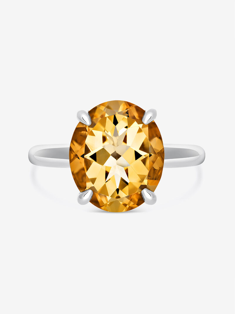 925 silver cocktail ring with oval cut citrine quartz image number 1