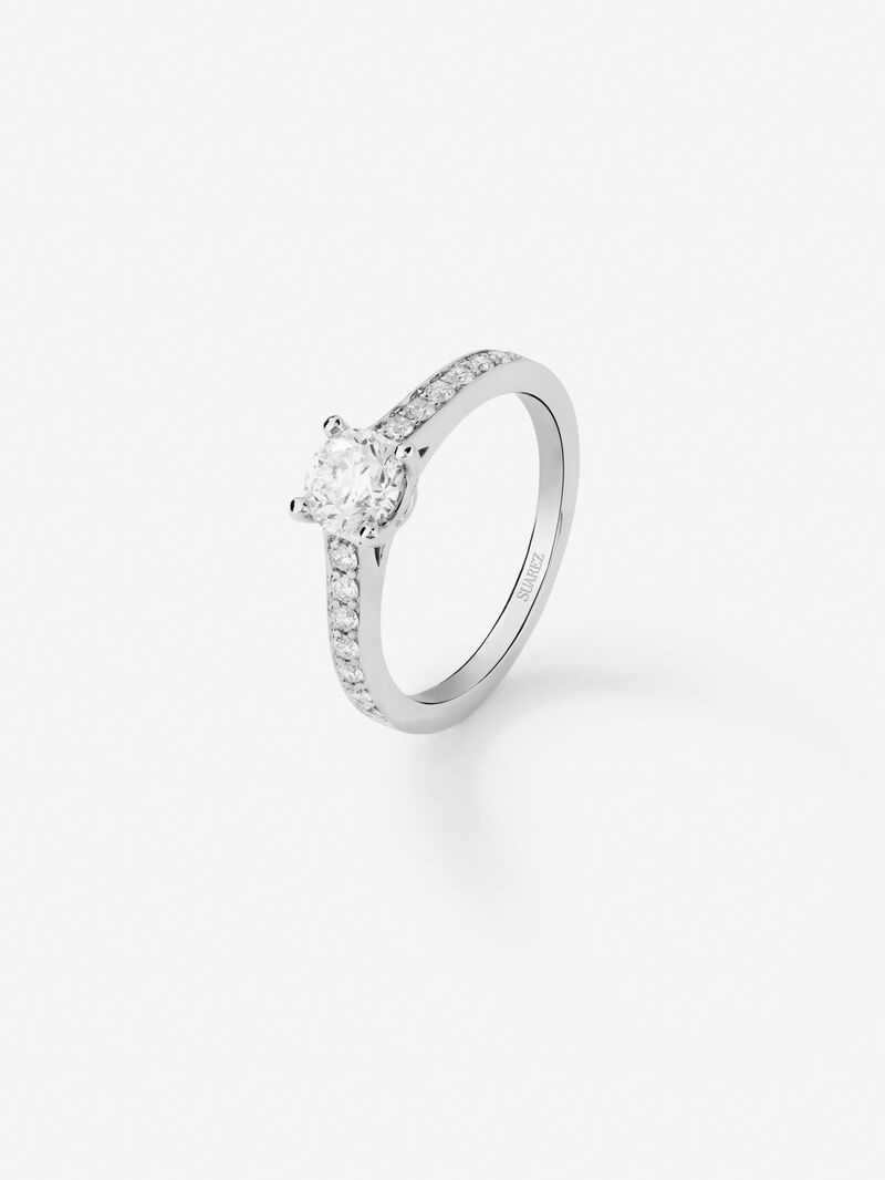 18K white gold solitary engagement ring with diamonds image number 0