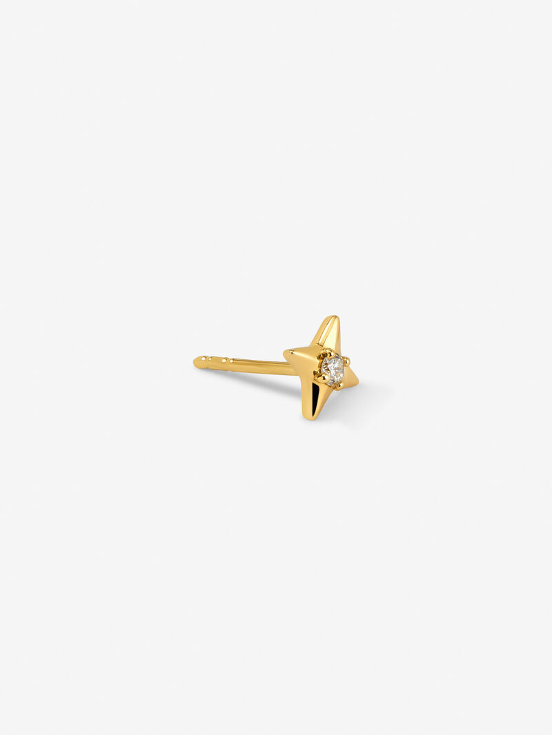 Individual 18K yellow gold earring with 0.03 ct brilliant cut diamond image number 2