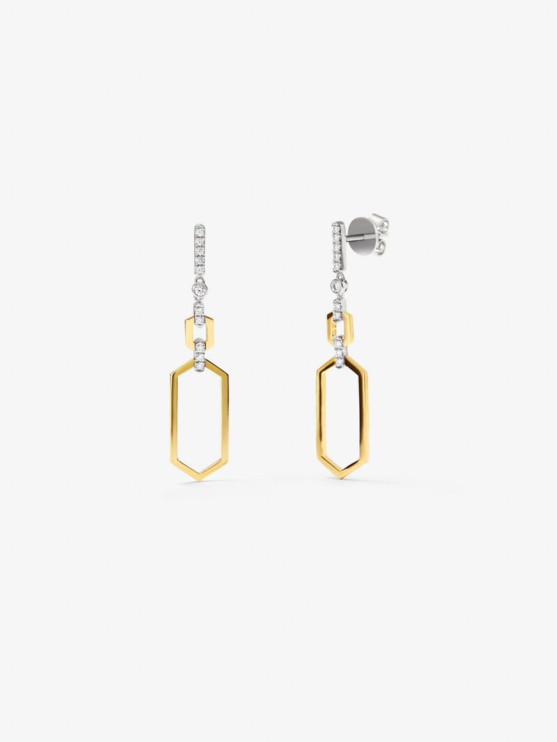 18K white and yellow gold earrings with white diamonds of 0.2 cts image number 0