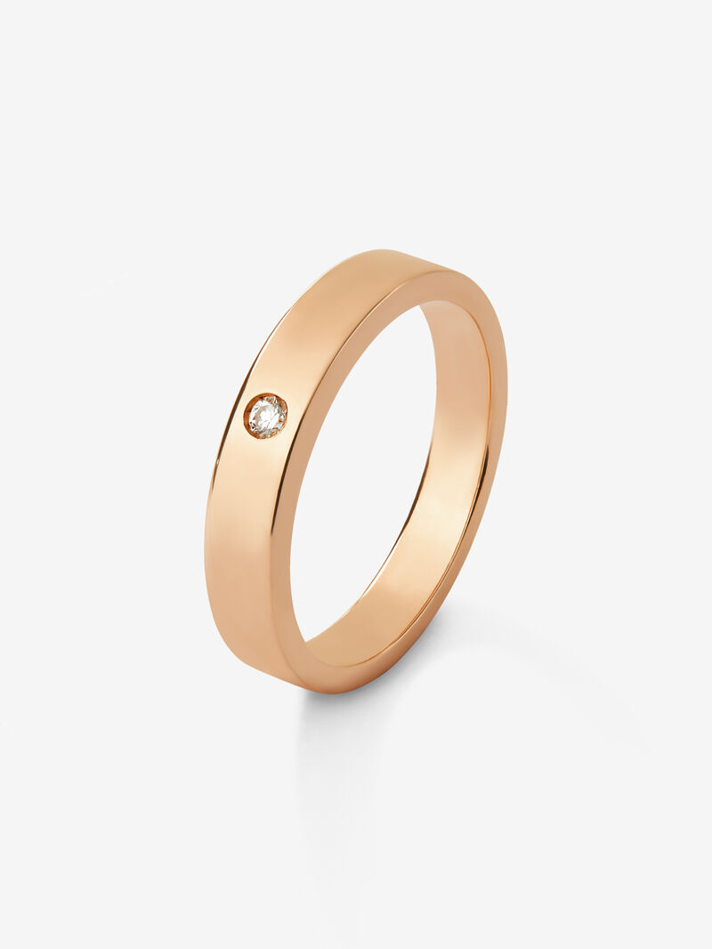18K Rose Gold Wedding Band Ring with Diamond image number 0