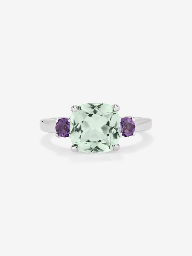 928 Silver Trio Ring with Green and Purple Amethyst image number 1