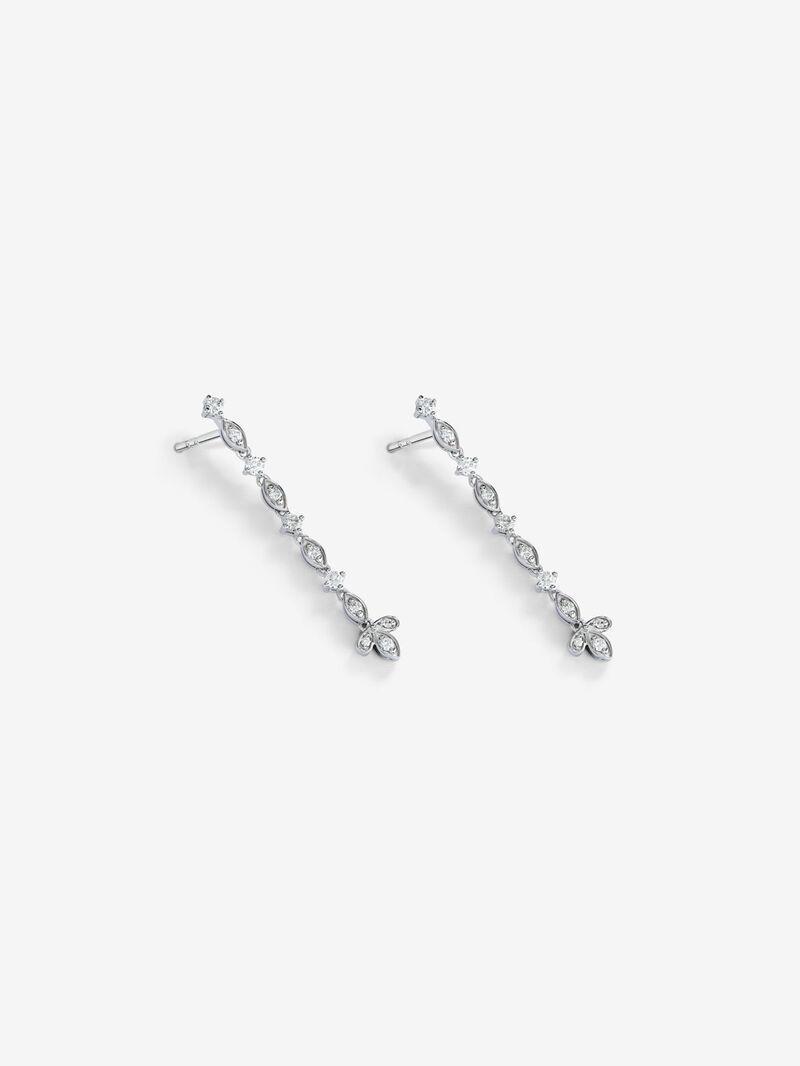 Long-hanging earrings in 18K white gold and diamond image number 2