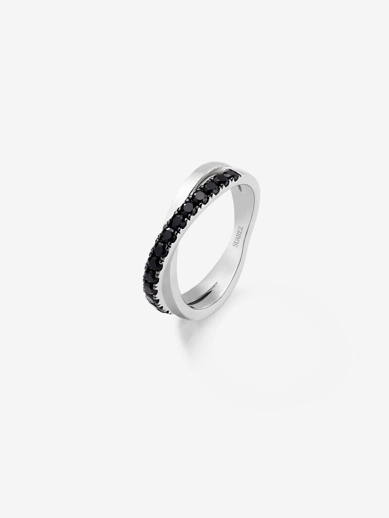 925 silver cross ring with 15 brilliant-cut black spinels image number 0