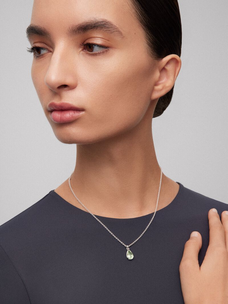 925 silver chain pendant with green amethyst image number 1