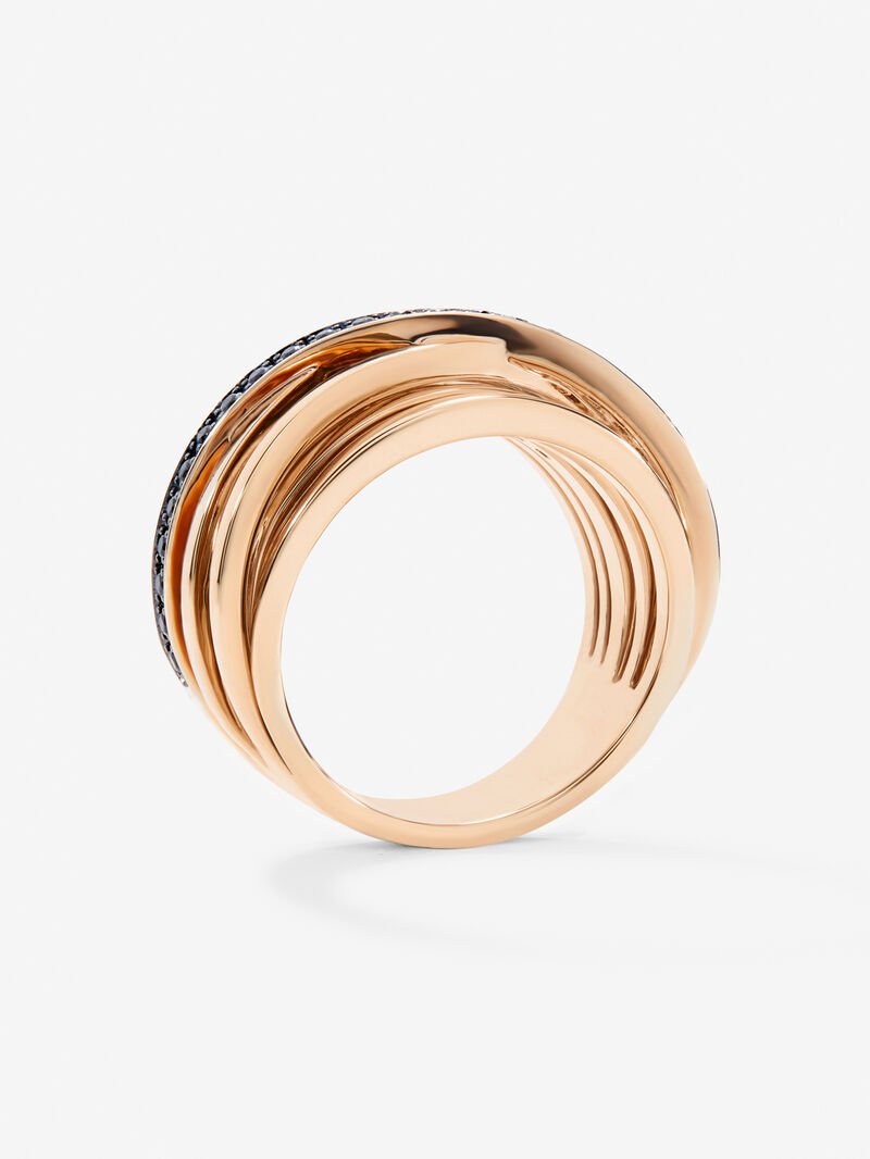 Wide multi-arm 18K rose gold ring with spinels image number 4
