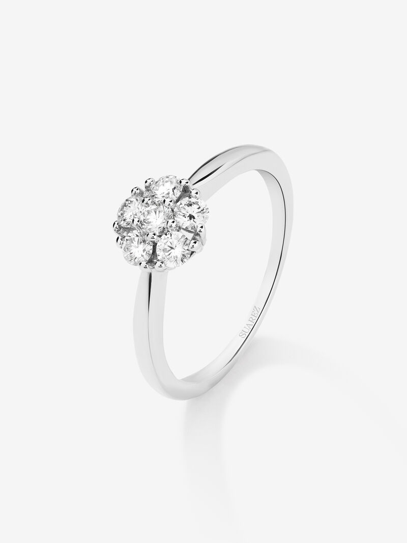 18K white gold ring with a border of 6 brilliant-cut diamonds with a total of 0.4 cts image number 0