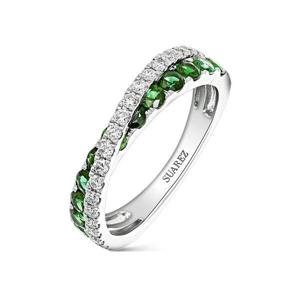 Big Three ring 0,63 carats green emerald, SO17029-OBED_V