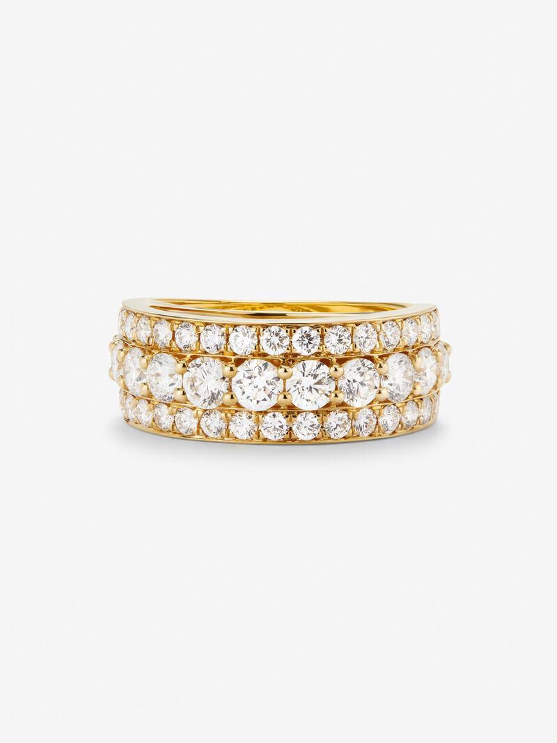 18K yellow gold ring with 22 brilliant-cut diamonds with a total of 2.08 cts image number 2