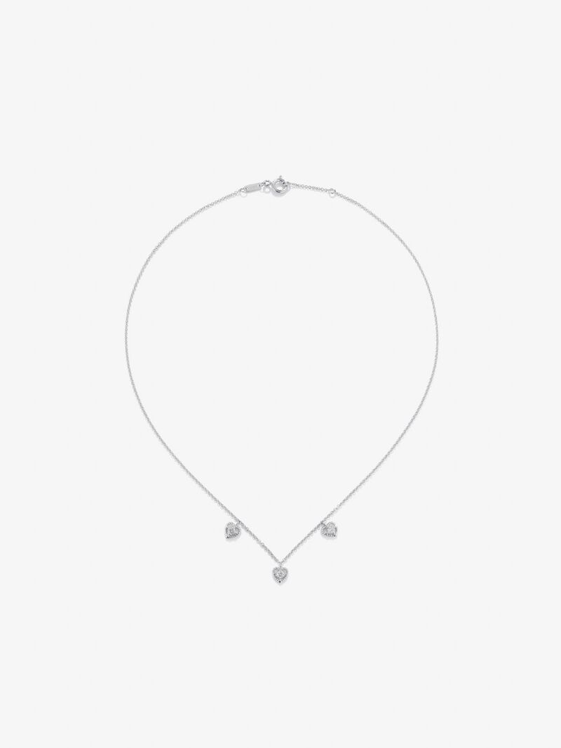 18K white gold heart pendant with 3 brilliant-cut white diamonds with a total of 0.18 cts image number 0