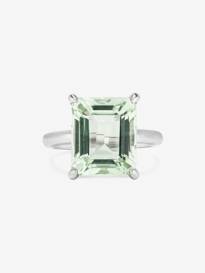 925 silver cocktail ring with green amethyst in octagonal cut image number 2