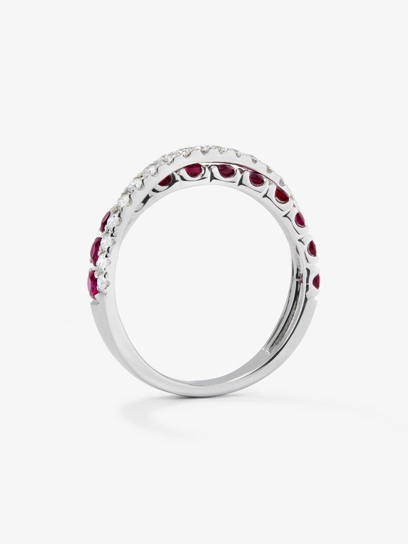 Double crossed ring in 18K white gold with 12 brilliant-cut rubies with a total of 0.95 cts and 20 brilliant-cut diamonds with a total of 0.33 cts image number 4