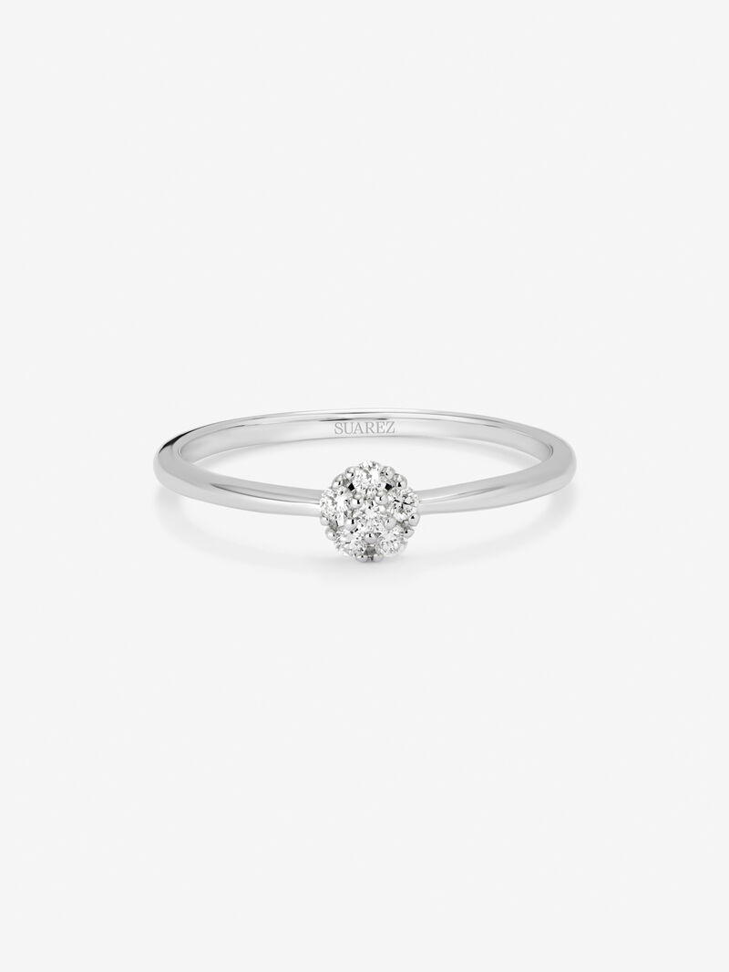 18K white gold ring with rosette of 15 brilliant-cut diamonds with a total of 0.09 cts image number 2