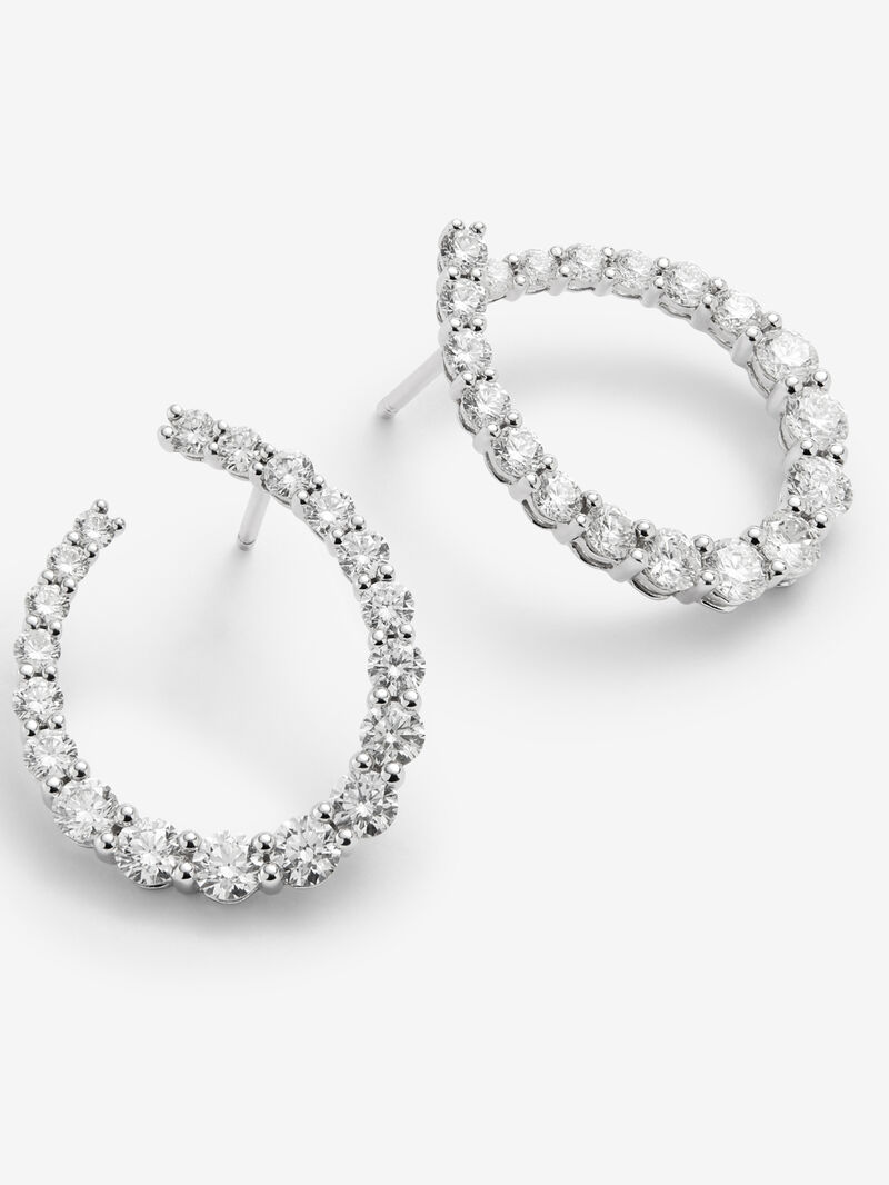 18K White Gold Open Aro Earrings with Bright Size 3.1 CTS image number 2