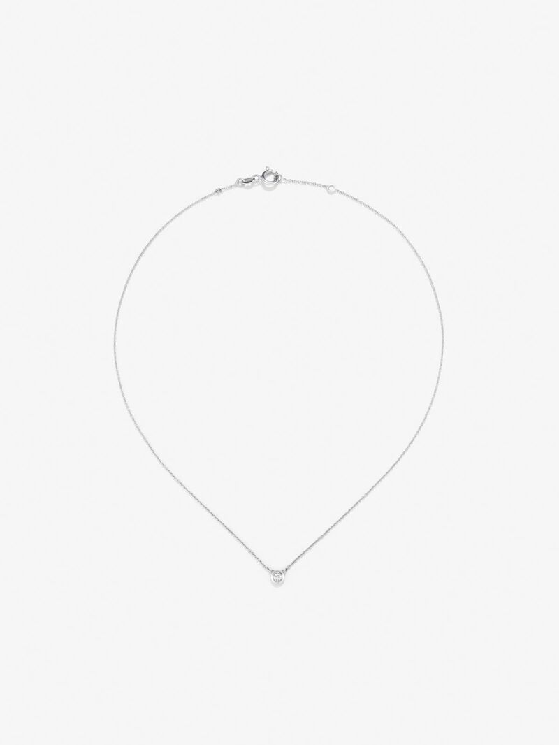 18K white gold solitaire pendant with 0.1 ct brilliant cut diamond image number 0