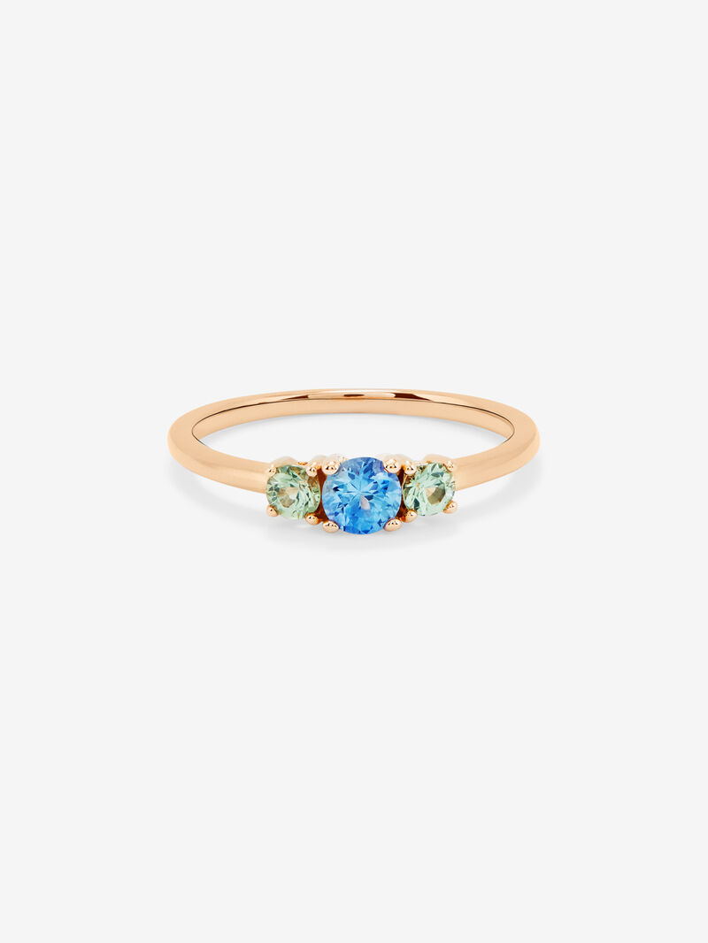 18K Rose Gold Trilogy Ring with Multicolor Sapphire image number 2