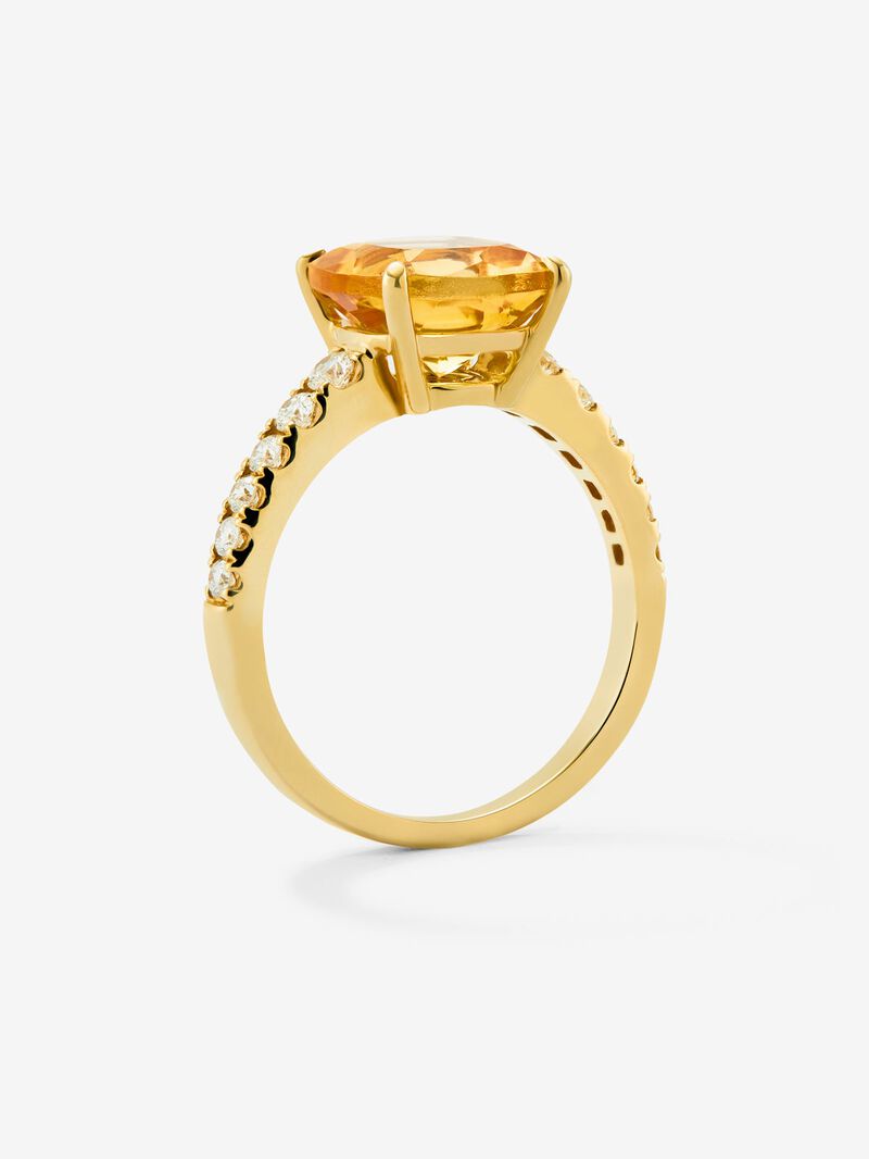18K yellow gold ring with cushion-cut citrine quartz of 2.7 cts and 12 brilliant-cut diamonds with a total of 0.3 cts image number 4