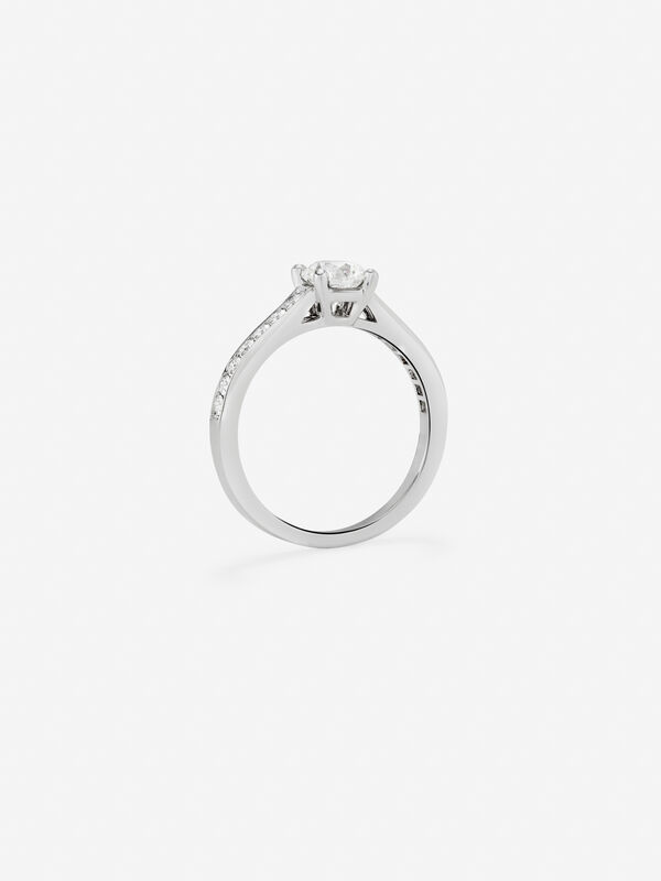 Anillo de compromiso de oro blanco de 18kt con diamante de 0,50 quilates y brazo de diamantes, SL14001-00D050/DVS1_V