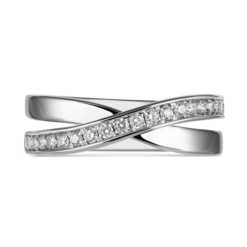 Anillo cruzado de oro blanco de 18kt con diamantes, SO16091-OBD_V