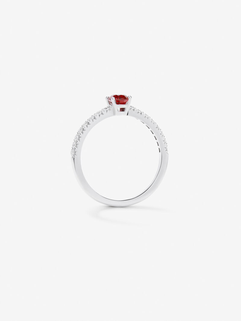 18K White Gold Solitary Ring with Rubi and Diamond image number 4