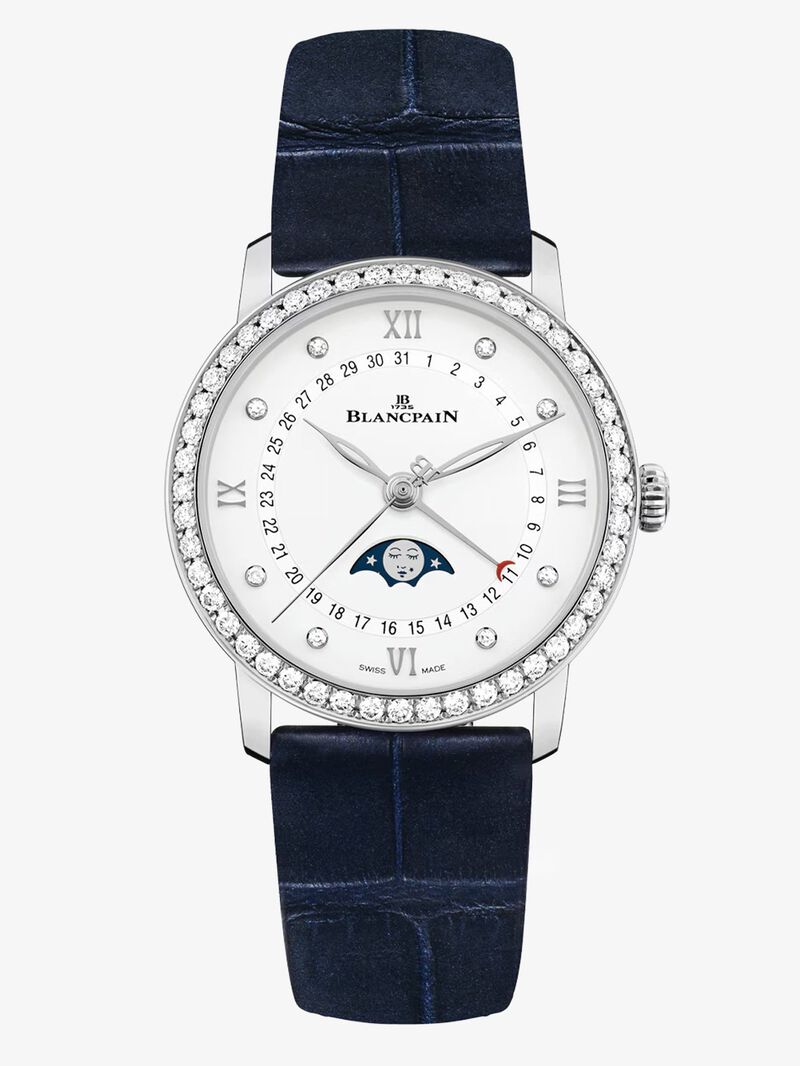 Blancpain Phases de Lune watch in steel, crocodile leather bracelet, with sapphire crystal and automatic movement image number 0