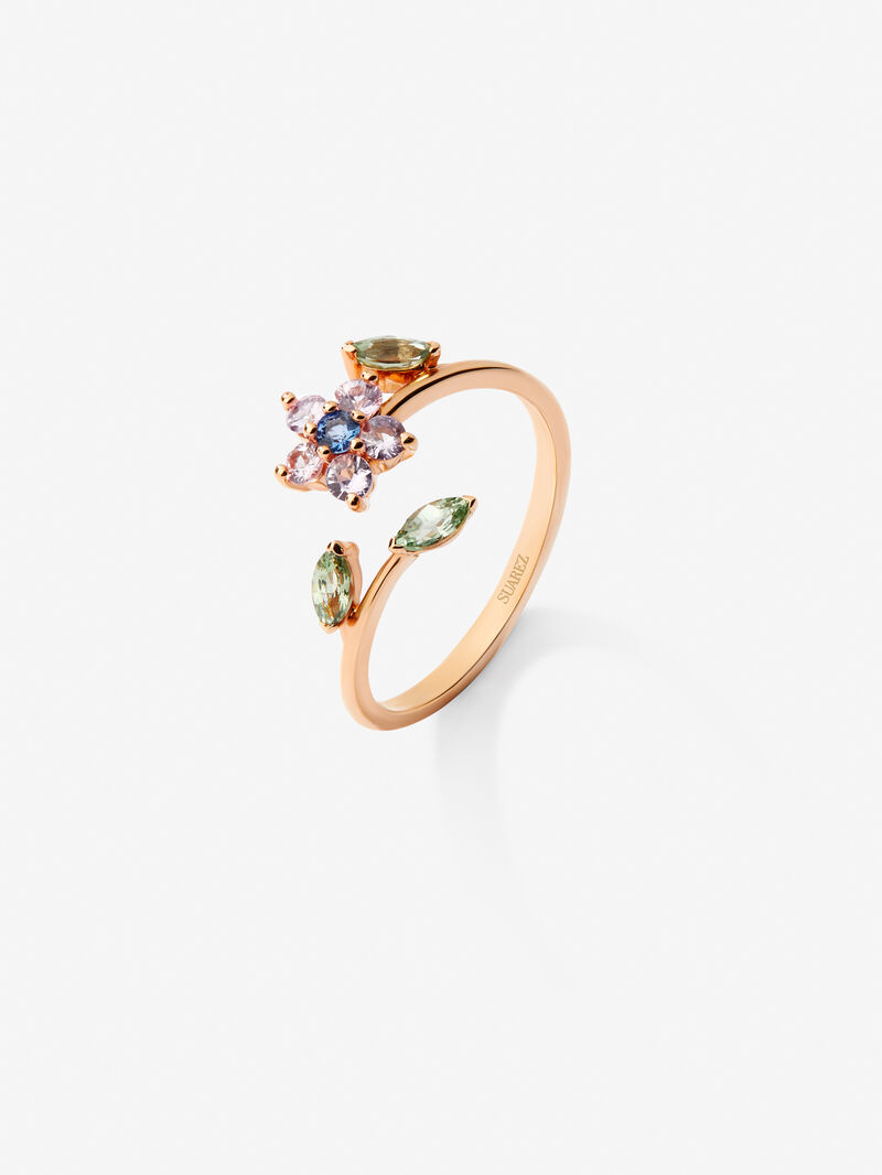 18K rose gold ring with pink, green and blue sapphires in bright size and 0.55 cts image number 0
