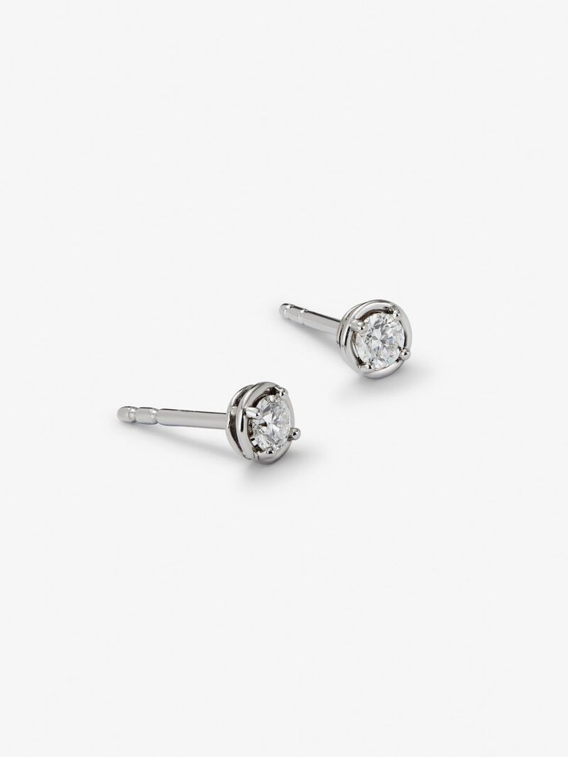18K white gold earrings with solitary diamond image number 2