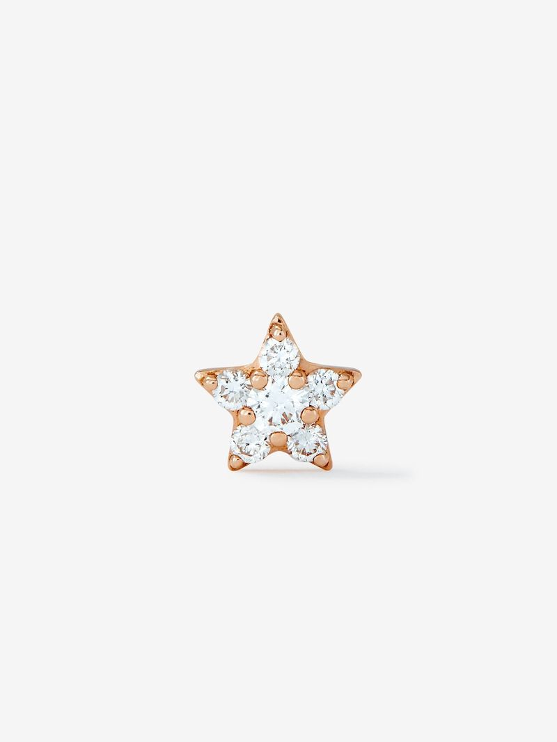 Individual 18K rose gold star earring with diamonds image number 0