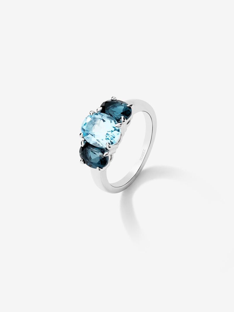 925 Silver triplet ring with topazes image number 0