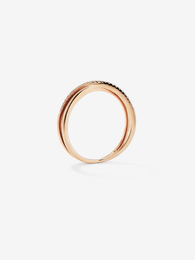 18K Rose Gold Crossed Ring with Diamonds image number 4