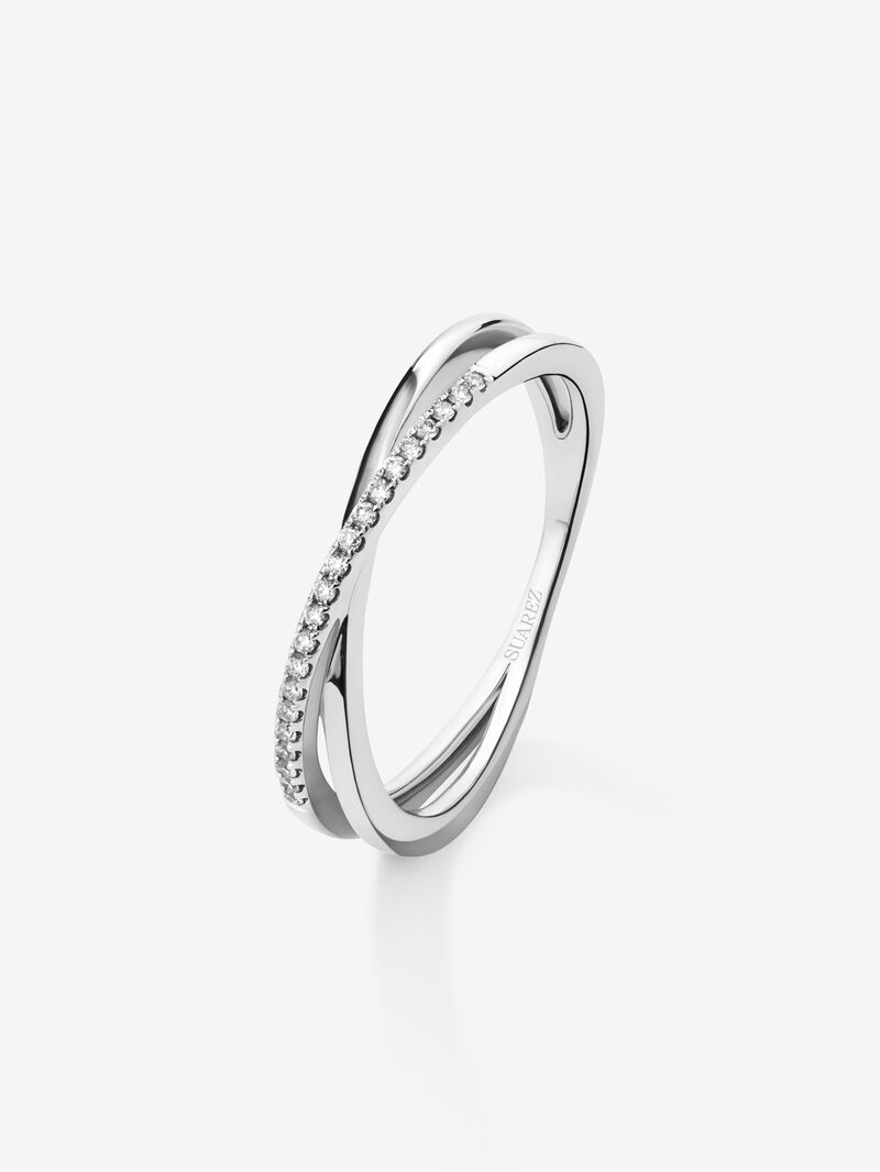 18K white gold cross ring with 21 brilliant-cut diamonds with a total of 0.07 cts image number 0