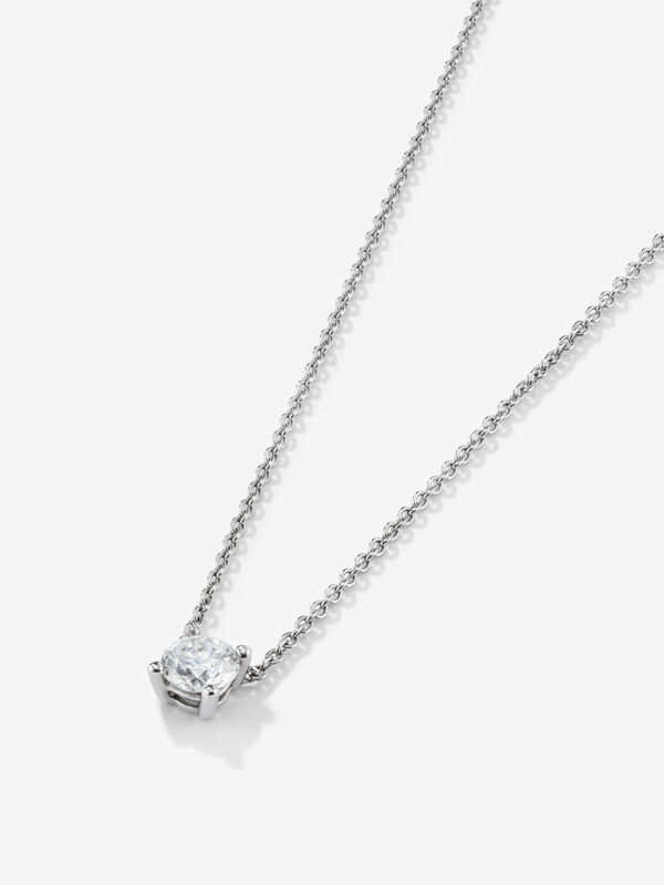 Colgante solitario de oro blanco de 18kt con diamante de 0,70 quilates, PT13016-00D070/EVVS2_V
