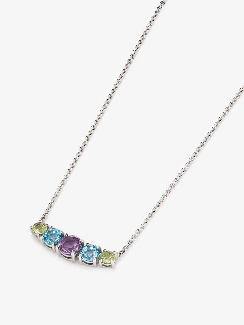 925 silver pendant with purple amethyst, swiss blue and peridotos topacios image number 2