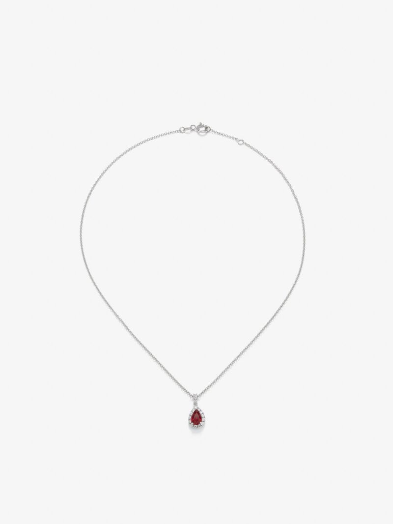18K white gold pendant with intense red ruby ​​in 0.88 cts and diamonds 0.48 cts image number 0