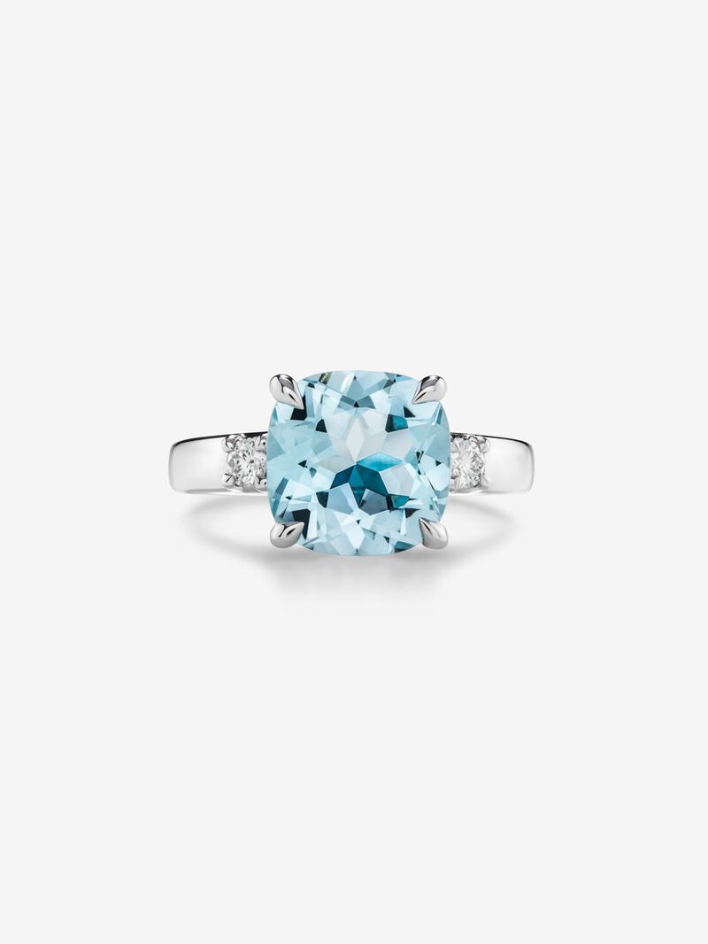Three-piece 925 silver ring with topaz and diamonds image number 2