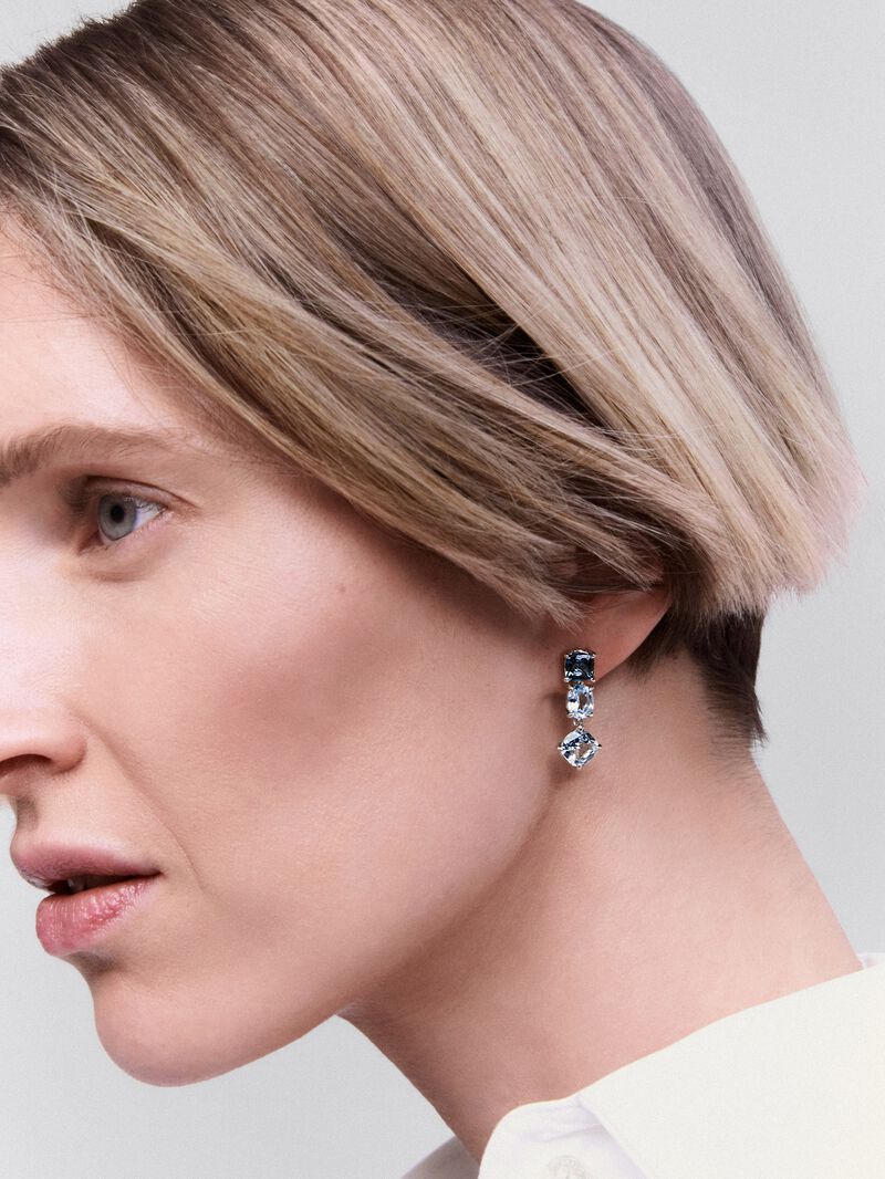 Long 925 silver earrings with topaz image number 1