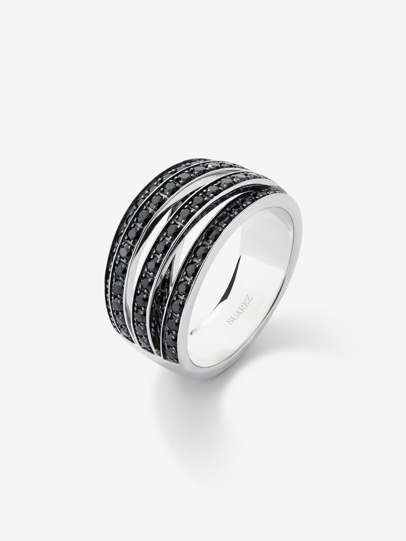925 silver multi-arm ring with brilliant-cut black spinel pave image number 0