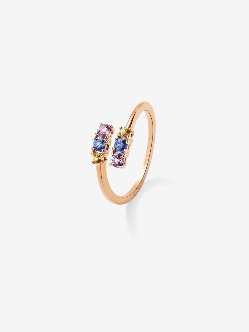 You and me ring in 18K rose gold with 6 multicolored sapphires with a total of 0.49 cts image number 0