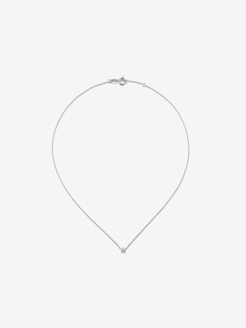 18K White Gold Flower Pendant Chain with Diamonds image number 0