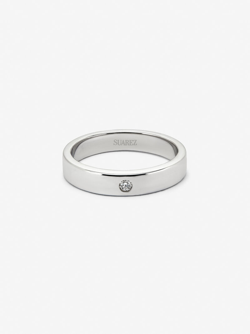 18K White Gold Wedding Alliance Ring with Diamond image number 2