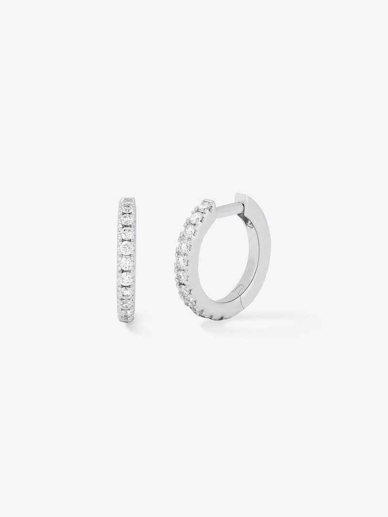 18K white gold hoop earrings with 22 brilliant-cut diamonds with a total of 0.13 cts image number 0