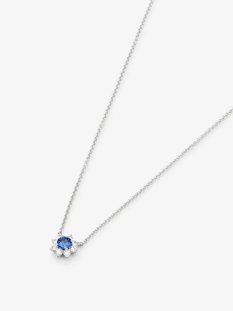 18K white gold pendant with brilliant-cut blue sapphire of 0.42 cts and 8 brilliant-cut diamonds with a total of 0.51 cts in the shape of a star image number 2