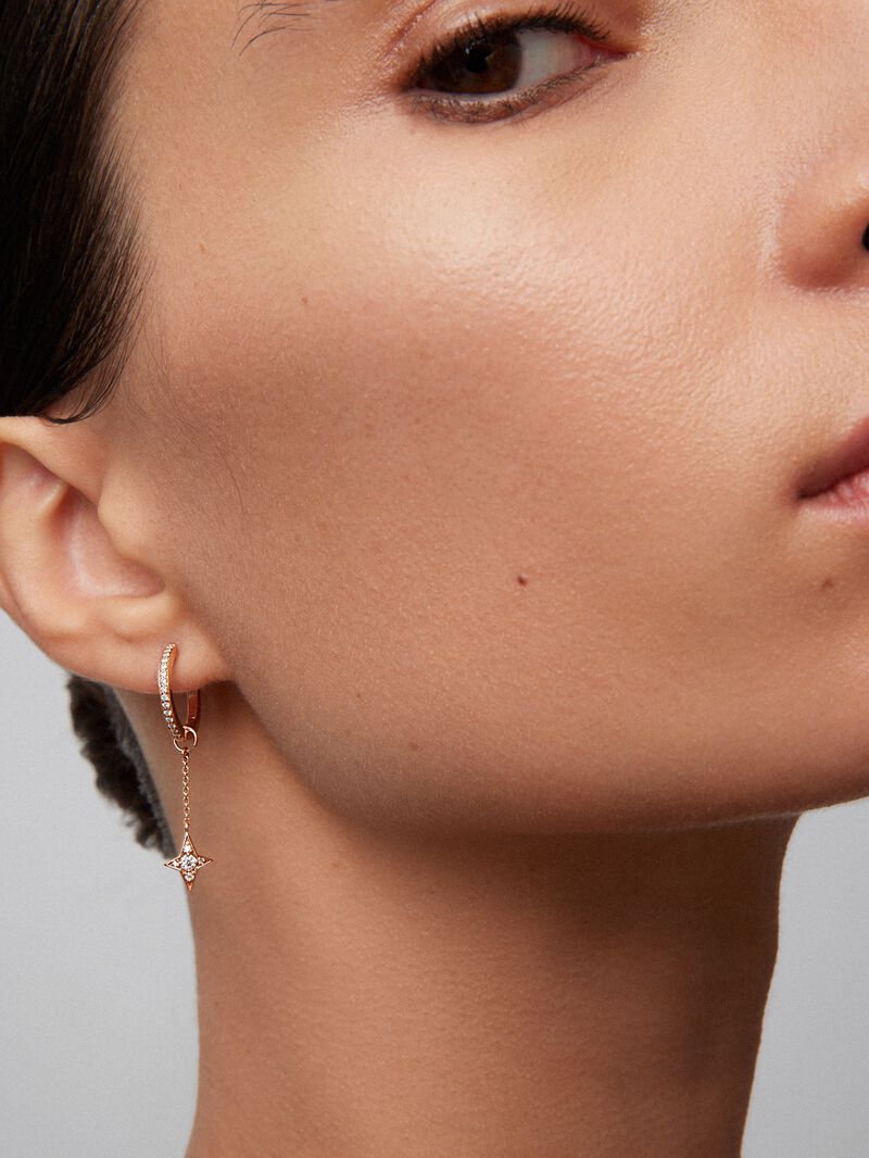Individual 18K rose gold earring with 20 brilliant-cut diamonds with a total of 0.13 cts image number 1