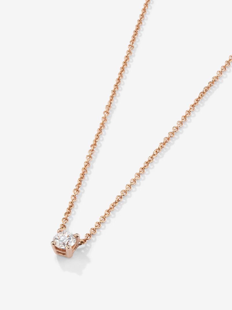 18K rose gold chain pendant with solitary diamond image number 2