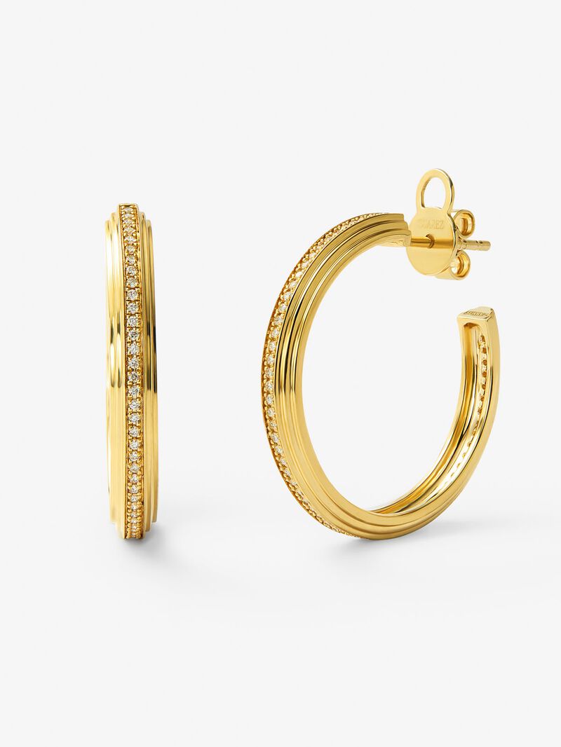 18K yellow gold hoop earrings with 124 brilliant-cut diamonds with a total of 0.3 cts image number 0