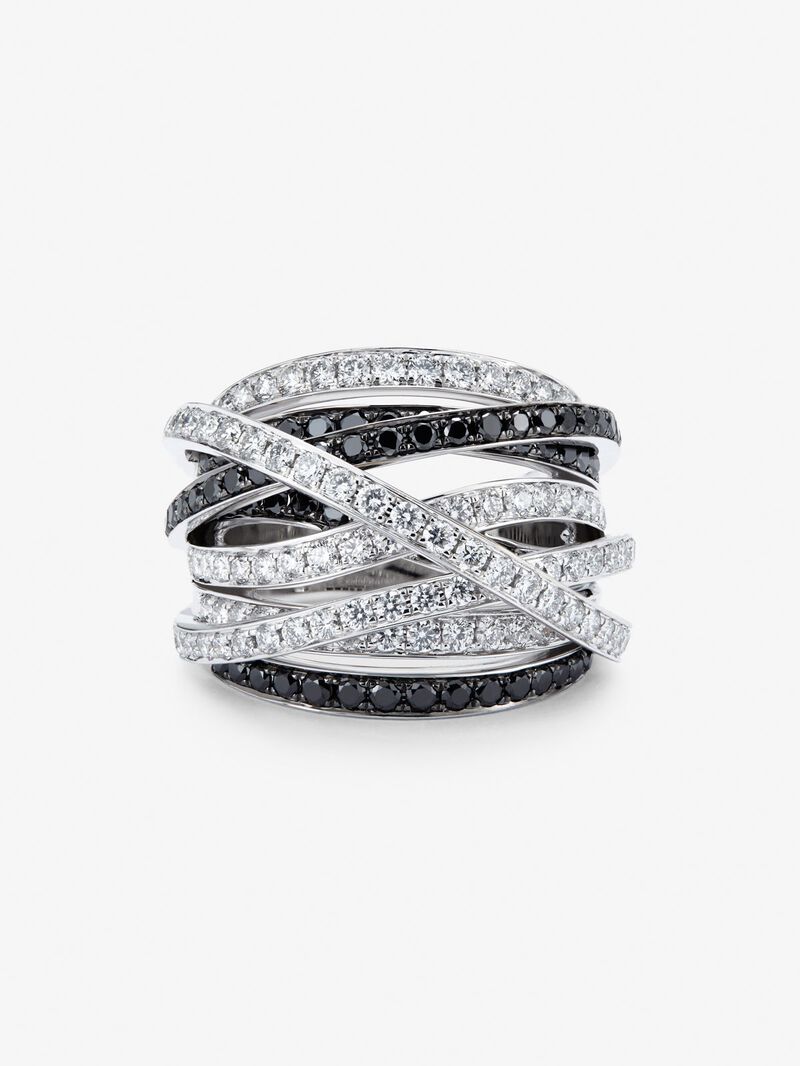 18K white gold multi-arm ring with 111 brilliant-cut white diamonds with a total of 2.67 cts and 74 brilliant-cut black diamonds with a total of 1.15 cts image number 2